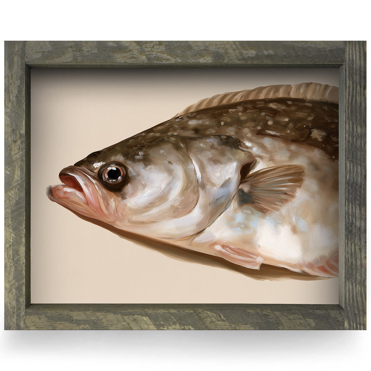 Sea Bass Portrait | Real Wood Framed Wall Art Print