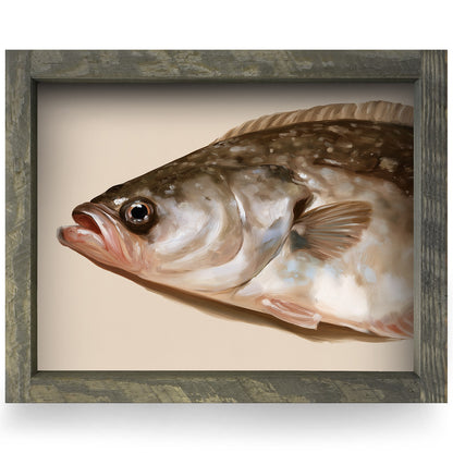 Sea Bass Portrait | Real Wood Framed Wall Art Print