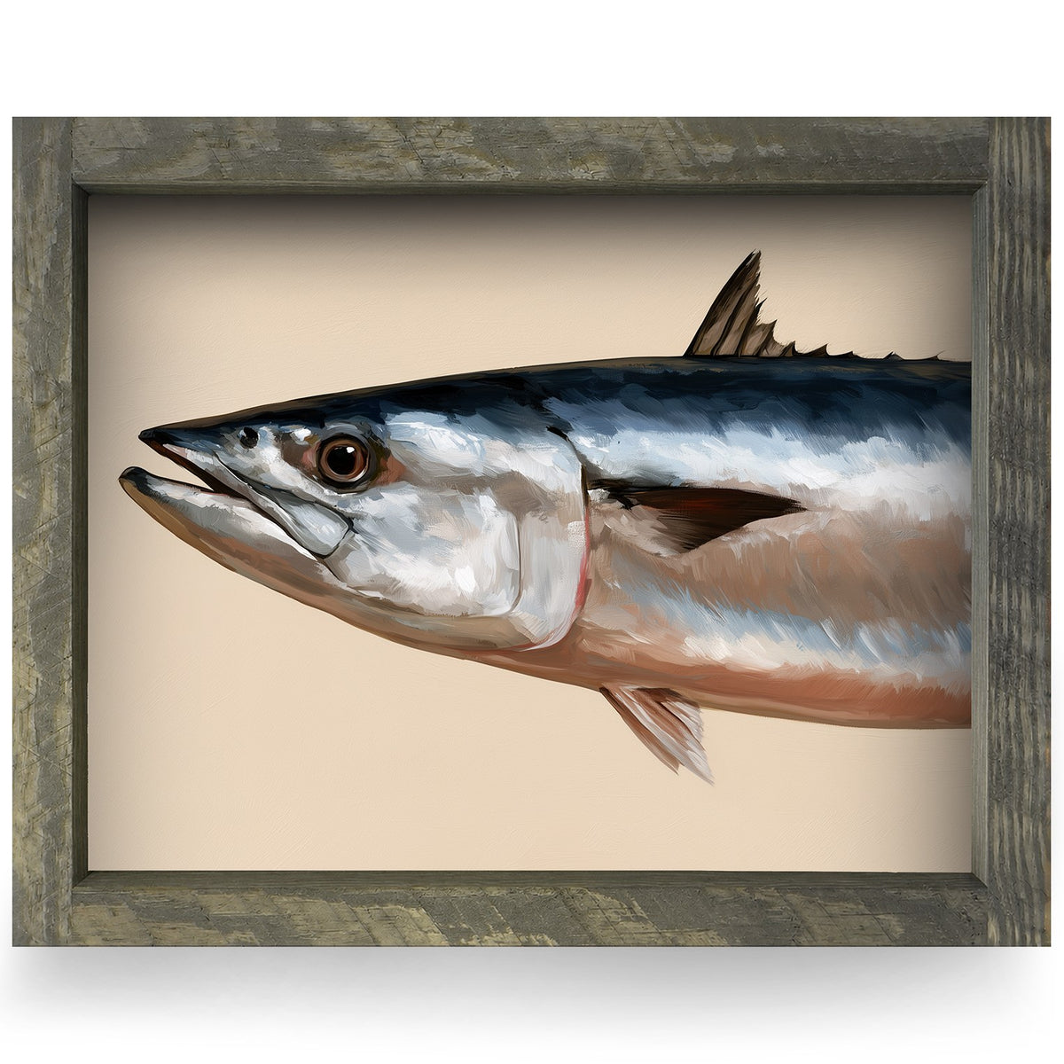 King Mackerel Portrait | Real Wood Framed Wall Art Print