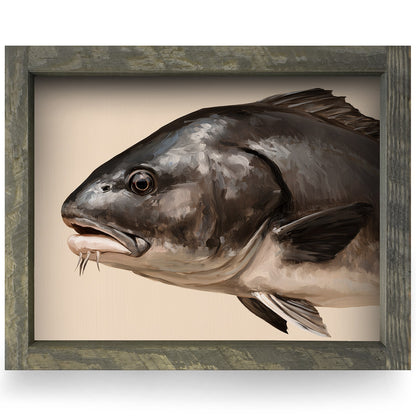 Black Drum Portrait | Real Wood Framed Wall Art Print