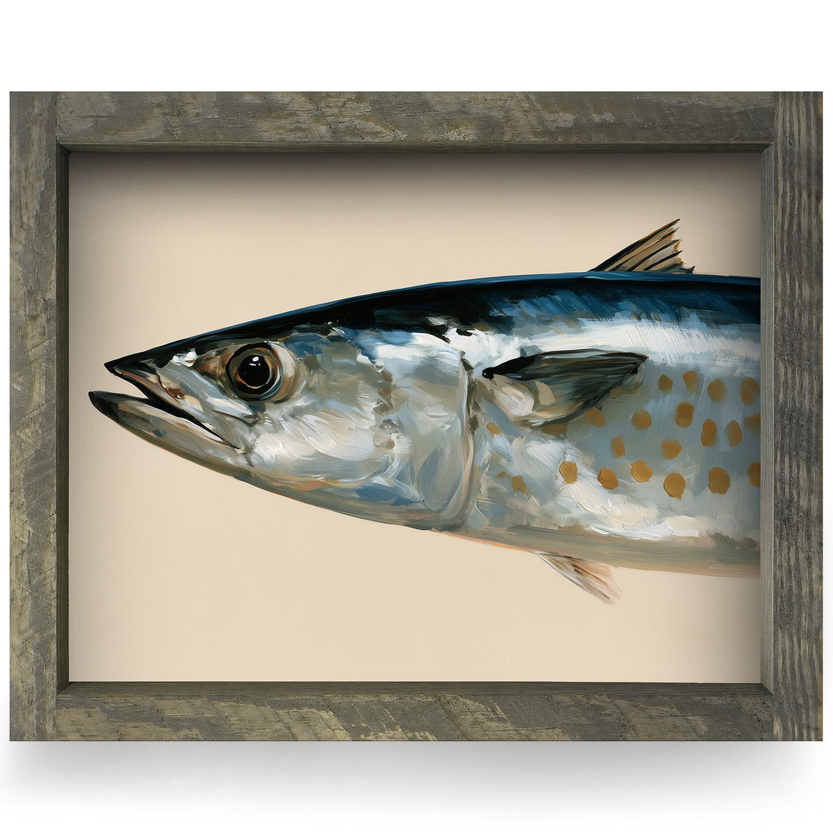 Spanish Mackerel Portrait | Real Wood Framed Wall Art Print