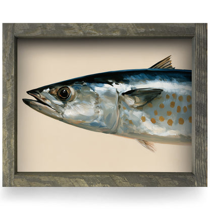 Spanish Mackerel Portrait | Real Wood Framed Wall Art Print