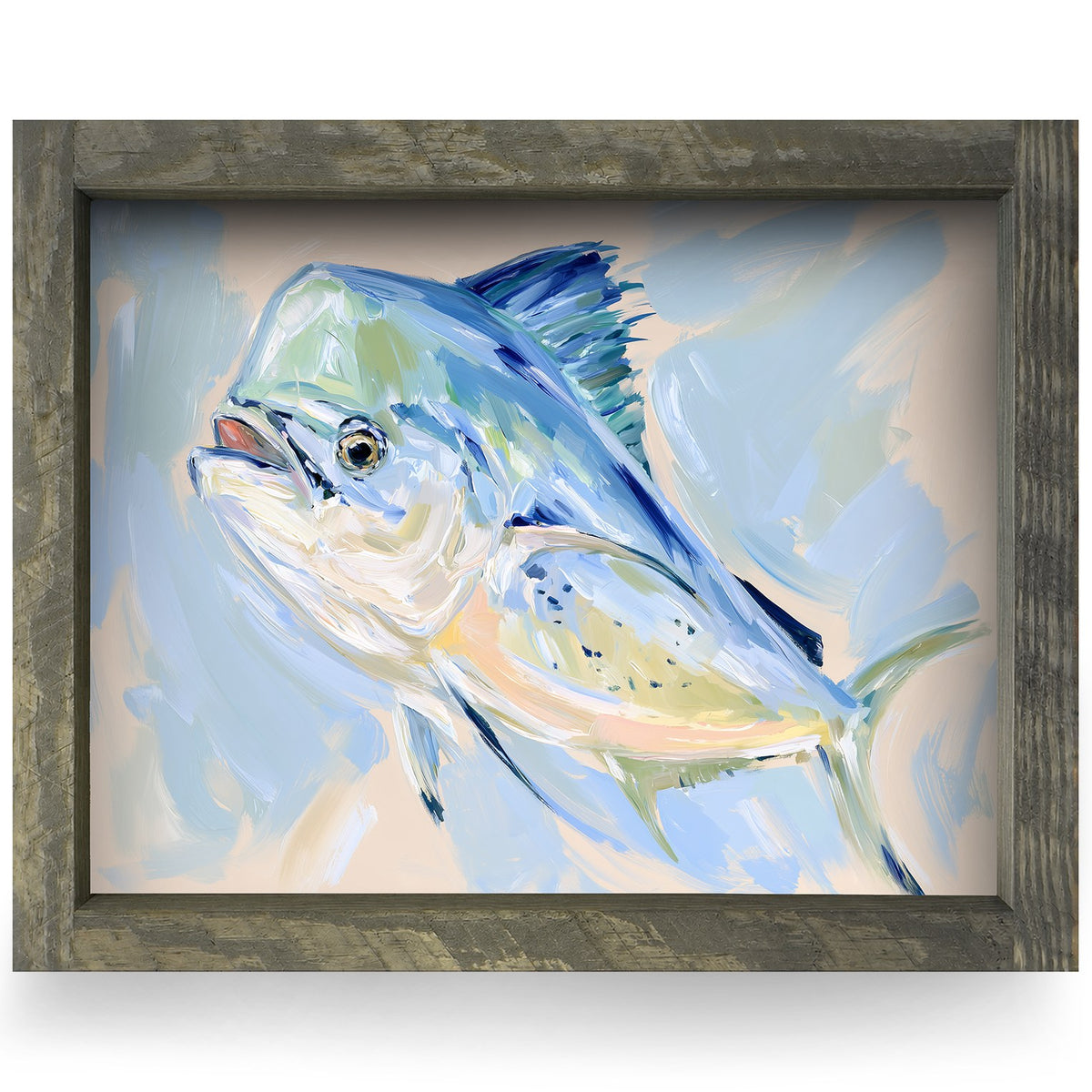 Painted Mahi Mahi | Real Wood Framed Wall Art Print