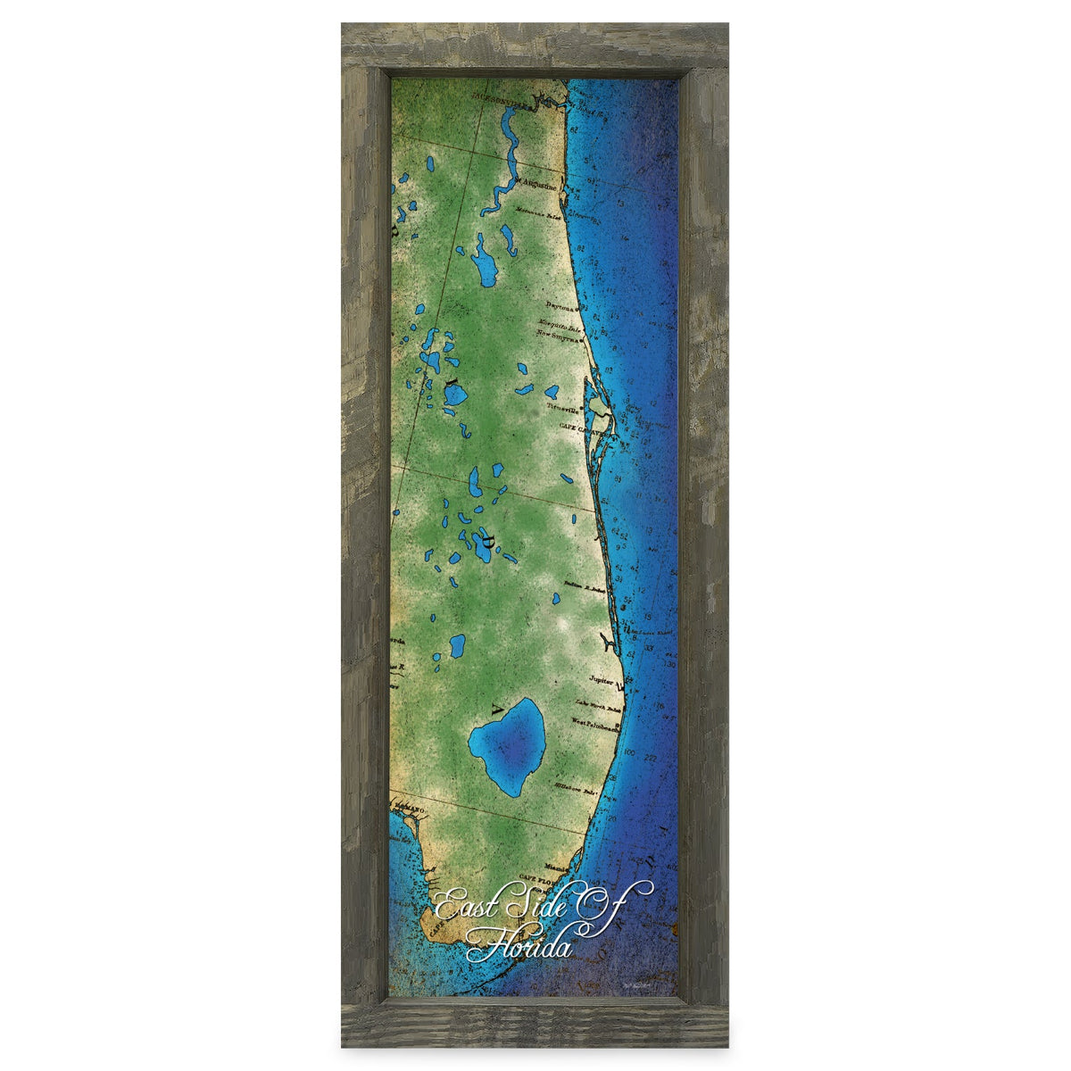 Florida Map | Real Wood Framed Wall Art Print