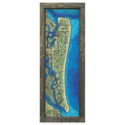 Amelia Island, Florida Map | Real Wood Framed Wall Art Print