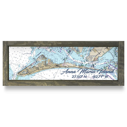Anna Maria Island, Florida Map | Real Wood Framed Wall Art Print