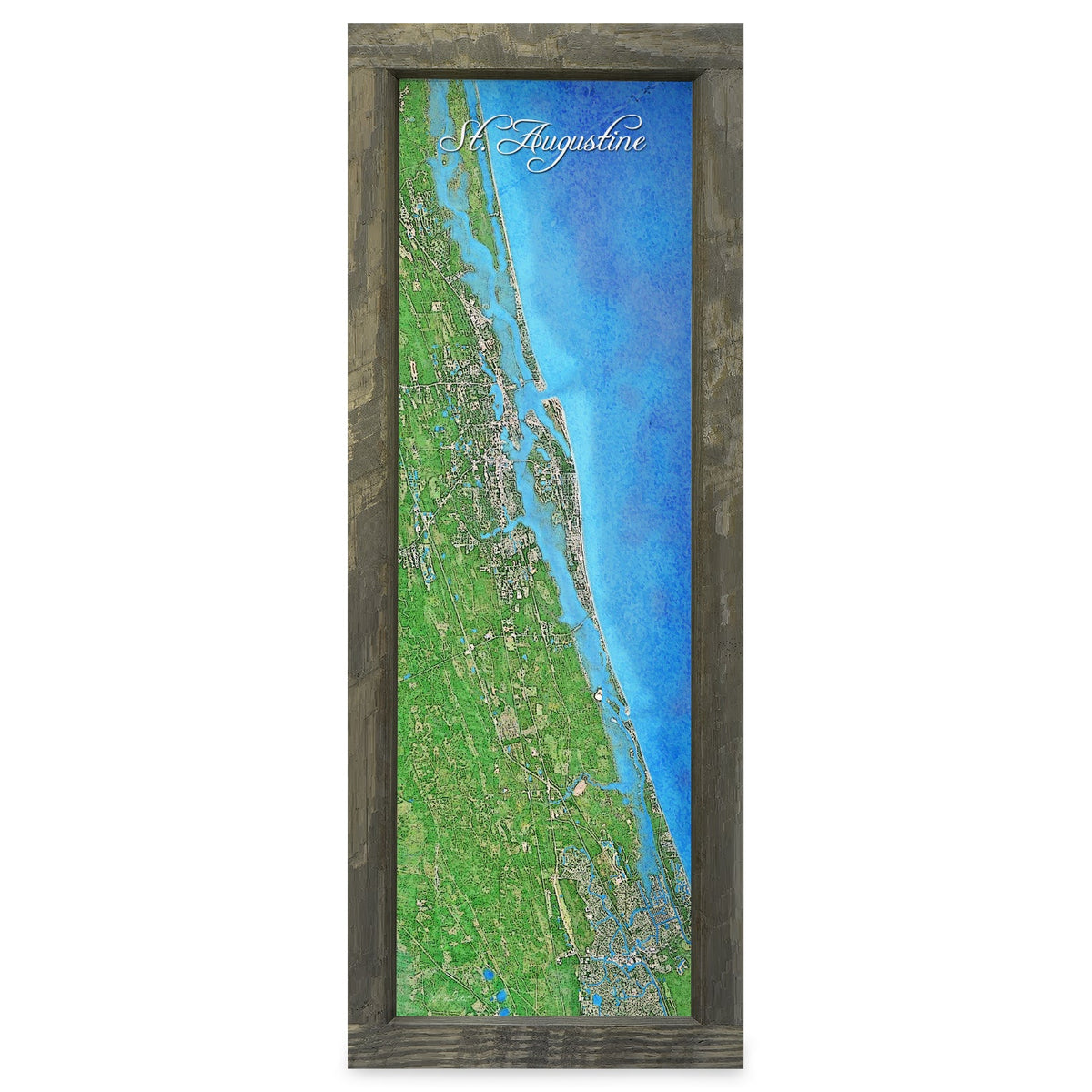 St. Augustine, Florida Map | Real Wood Framed Wall Art Print