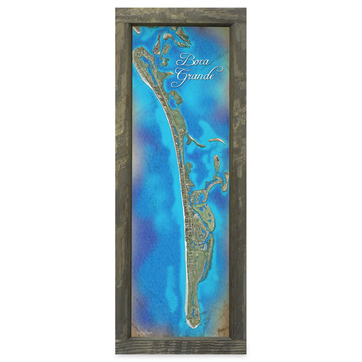 Boca Grande, Florida Map | Real Wood Framed Wall Art Print