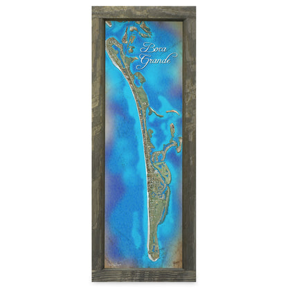 Boca Grande, Florida Map | Real Wood Framed Wall Art Print