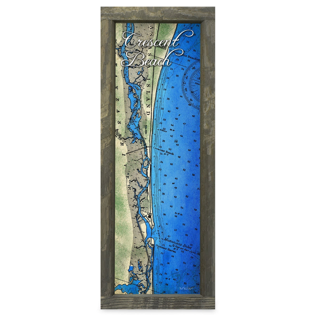 Crescent Beach, Florida Map | Real Wood Framed Wall Art Print