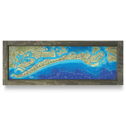 Estero Island, Florida Map | Real Wood Framed Wall Art Print
