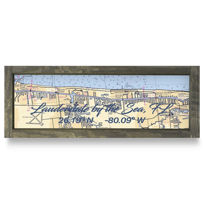 Fort Lauderdale, Florida Map | Real Wood Framed Wall Art Print