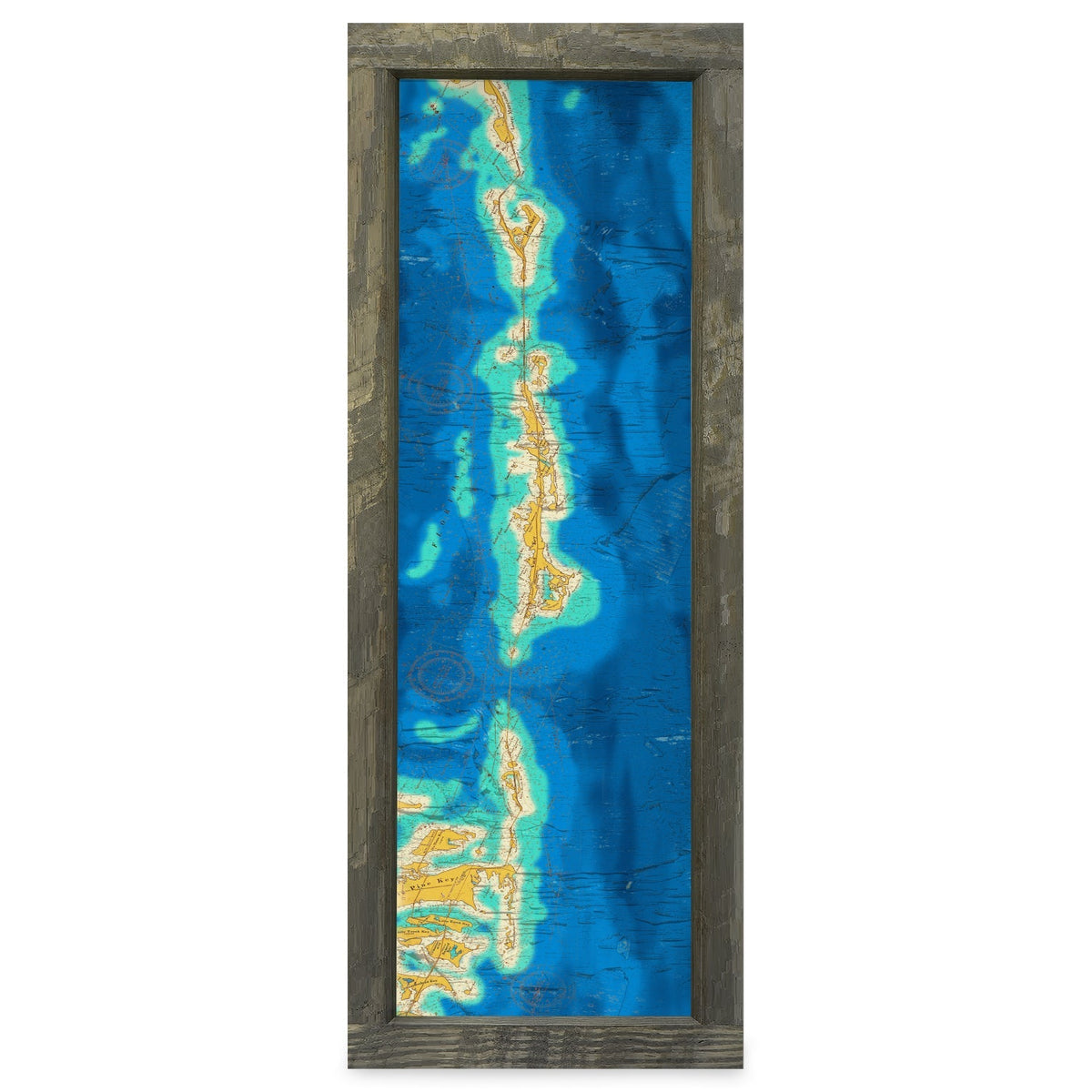 Middle Keys, Florida Map | Real Wood Framed Wall Art Print