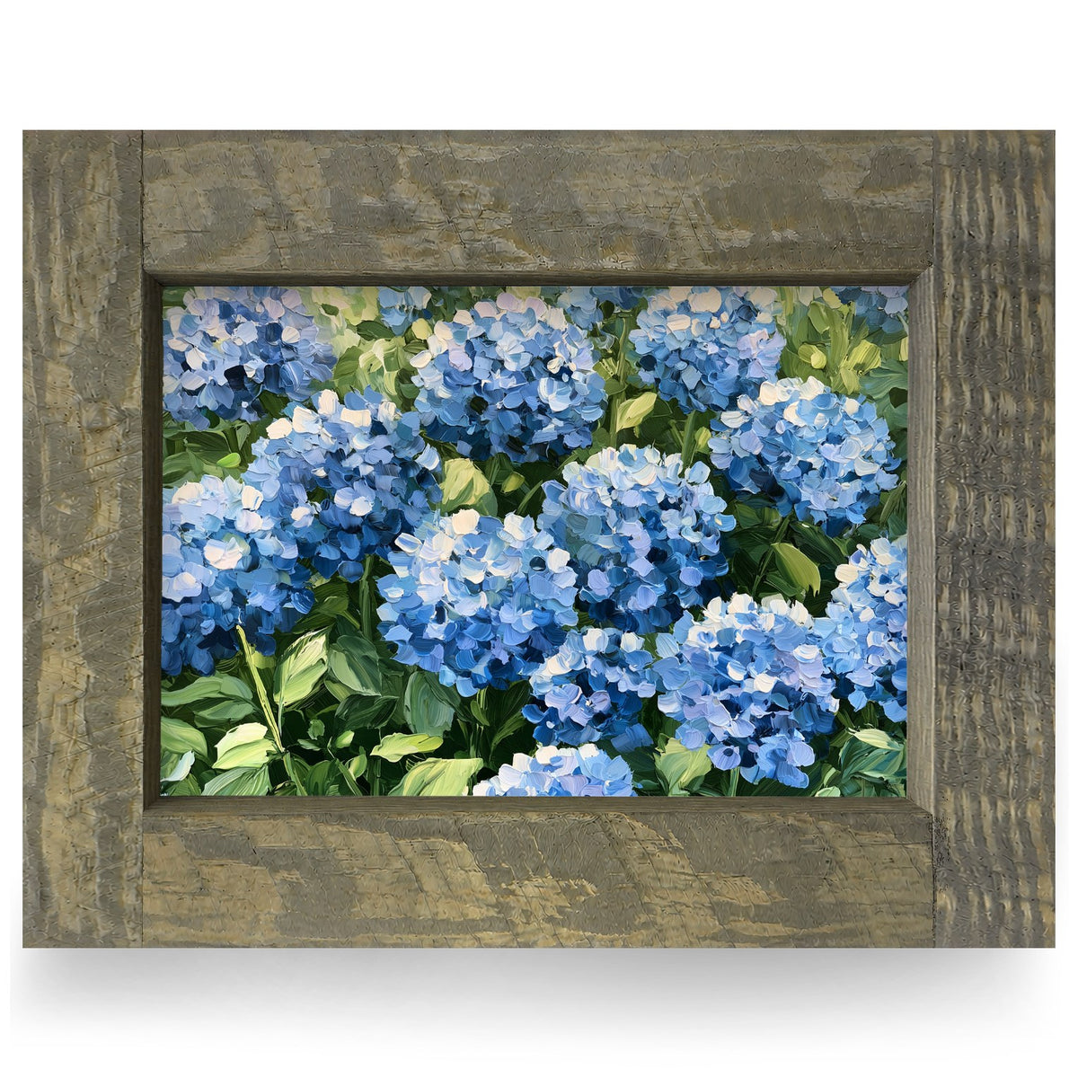 Blue Hydrangea Garden | Real Wood Framed Wall Art Print