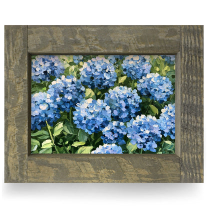 Blue Hydrangea Garden | Real Wood Framed Wall Art Print