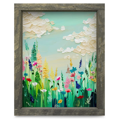 Impasto Wild Flowers | Real Wood Framed Wall Art Print