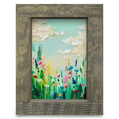 Impasto Wild Flowers | Real Wood Framed Wall Art Print