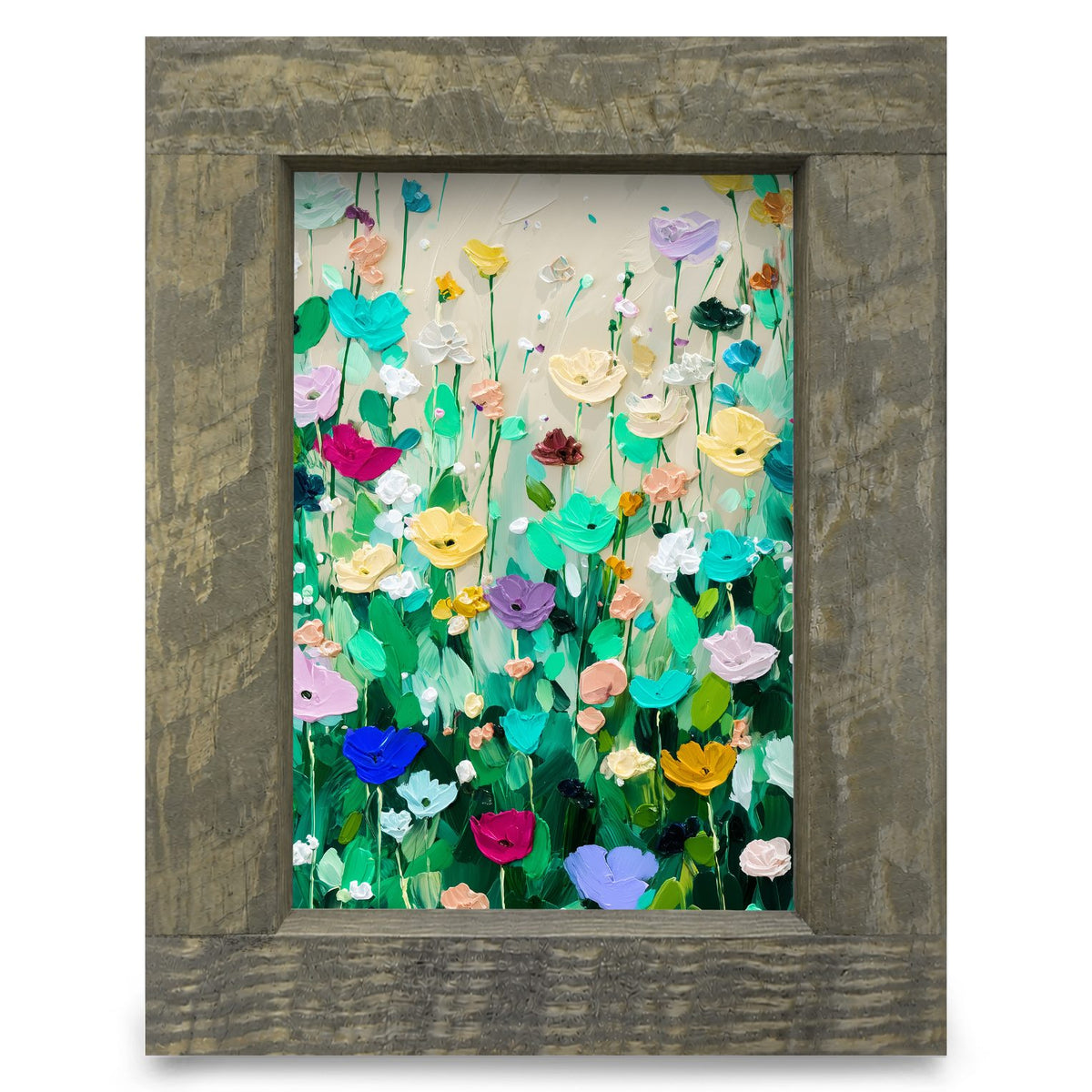 Impasto Flowers | Real Wood Framed Wall Art Print