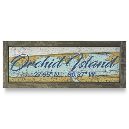 Orchid Island, Florida Latitude Longitude Chart Map | Real Wood Framed Wall Art Print