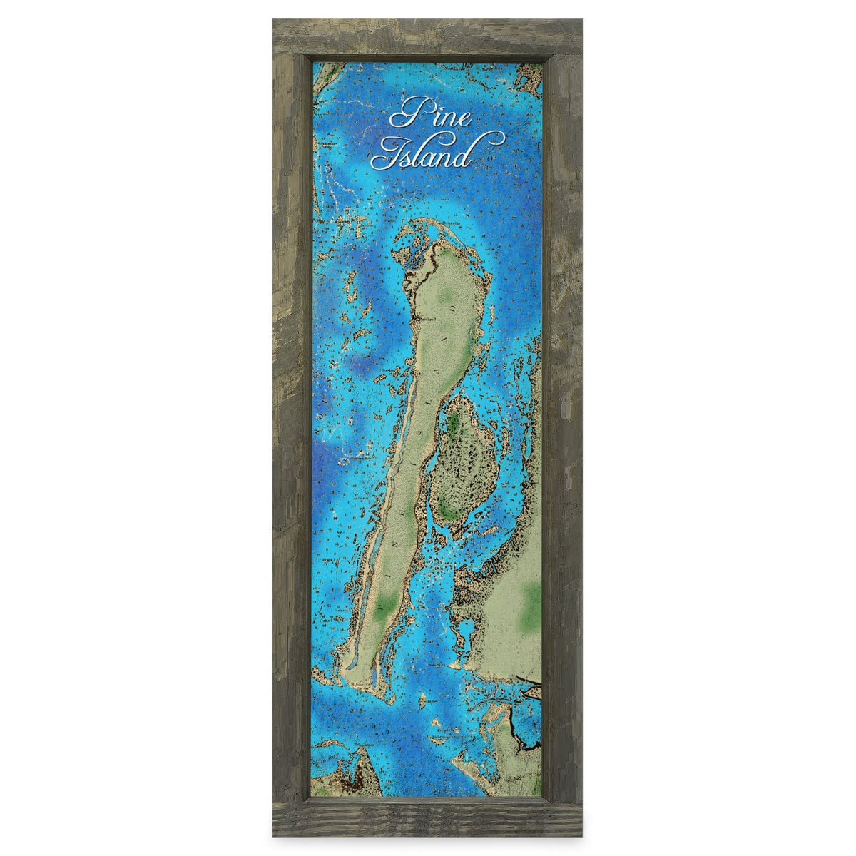 Pine Island, Florida Map | Real Wood Framed Wall Art Print