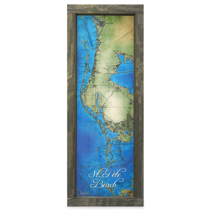 St. Pete Beach, Florida Map | Real Wood Framed Wall Art Print