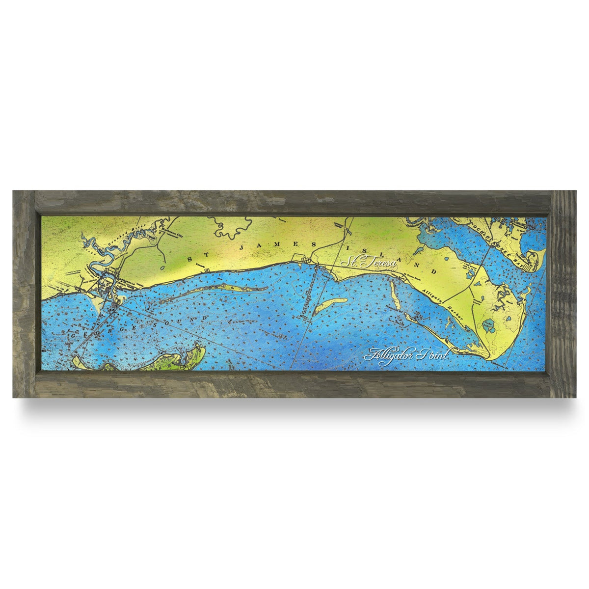 St. Teresa / Alligator Point, Florida Map | Real Wood Framed Wall Art Print