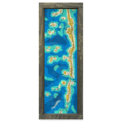 Upper Keys, Florida Vintage Chart Map | Real Wood Framed Wall Art Print