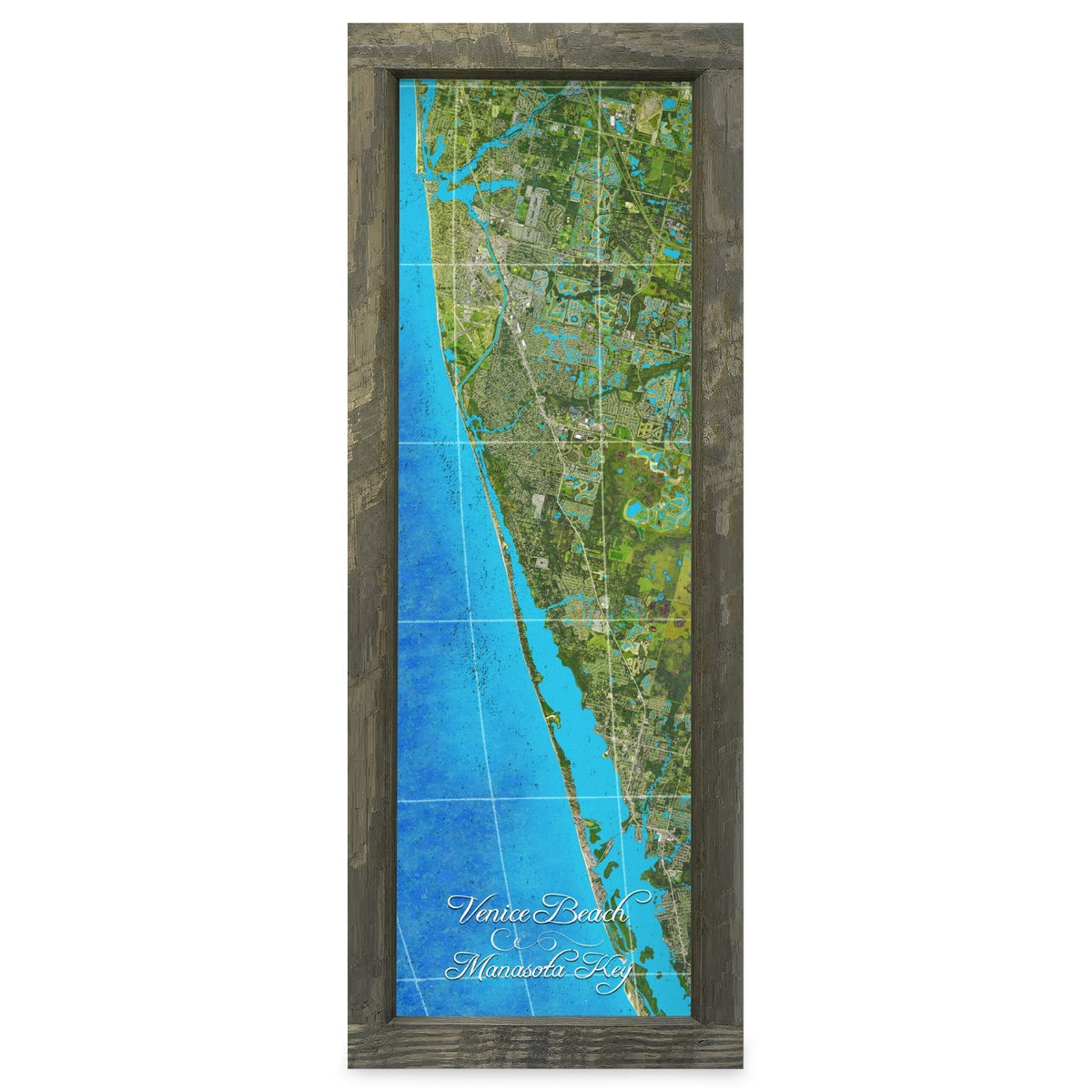 Venice, Florida Map | Real Wood Framed Wall Art Print