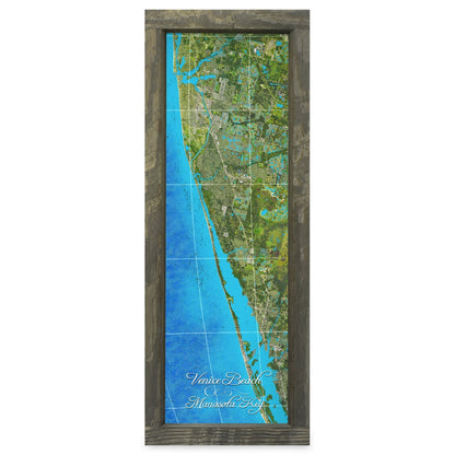 Venice, Florida Map | Real Wood Framed Wall Art Print
