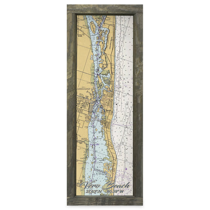 Vero Beach, Florida Map | Real Wood Framed Wall Art Print