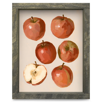 Red Apple Harvest | Real Wood Framed Wall Art Print