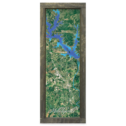 Milledgeville, Georgia Map | Real Wood Framed Wall Art Print