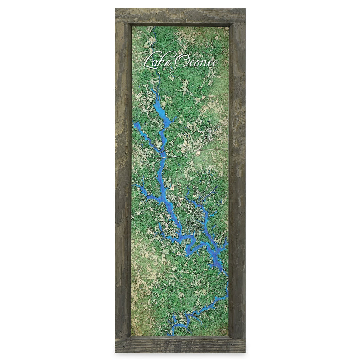 Oconee, Georgia Map | Real Wood Framed Wall Art Print
