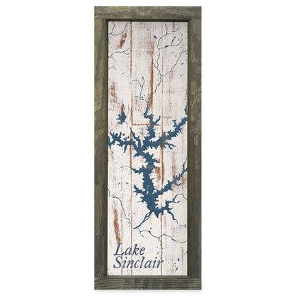 Sinclair Lake, Georgia Map | Real Wood Framed Wall Art Print