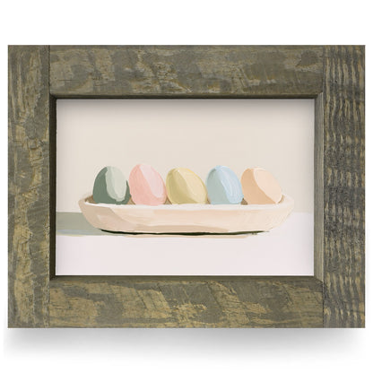 Easter Eggs in Wooden Bowl | Real Wood Framed Wall Art Print