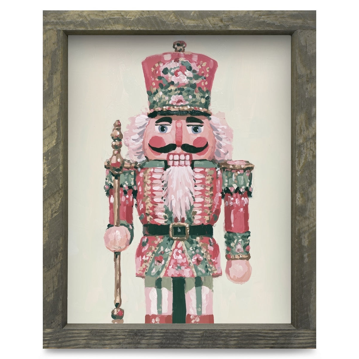 Rose Floral Nutcracker | Real Wood Framed Wall Art Print