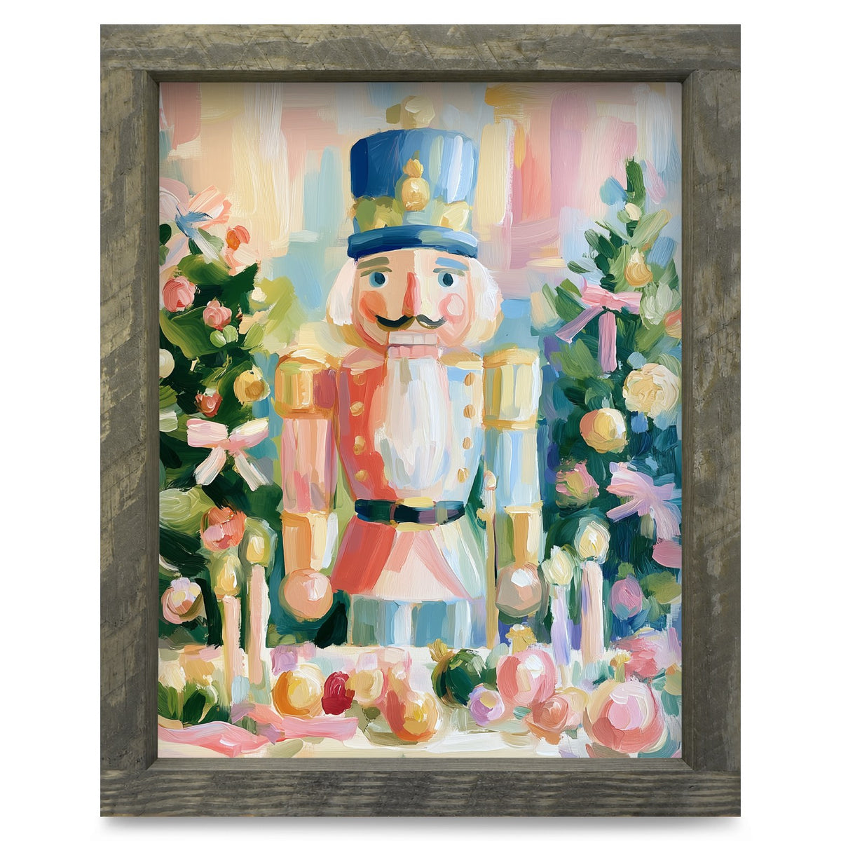 Pastel Nutcracker Christmas | Real Wood Framed Wall Art Print