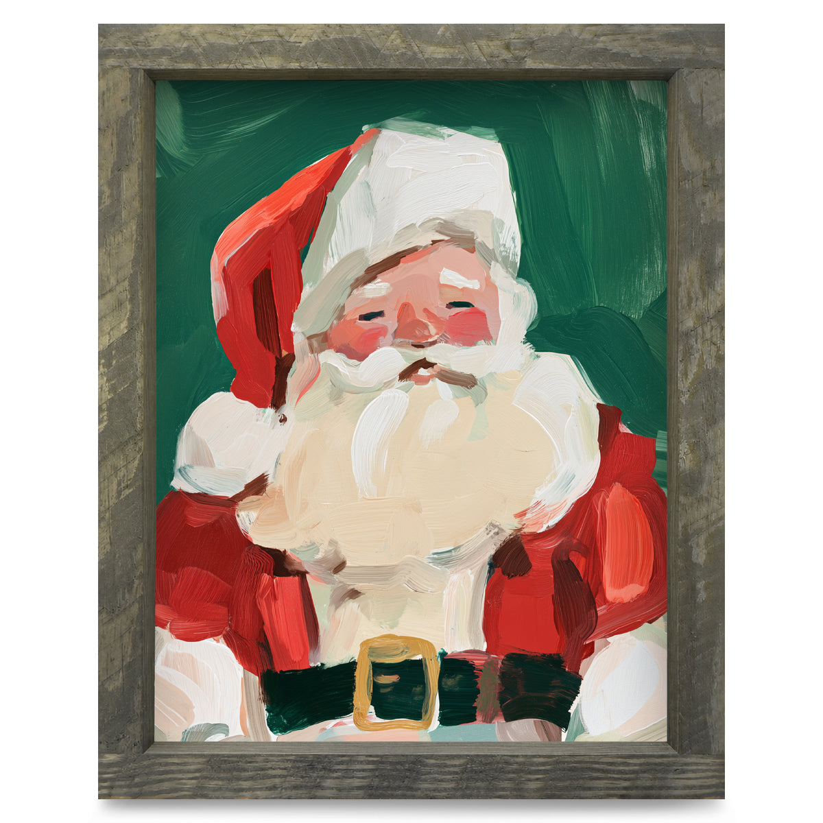 Classic Santa Portrait | Real Wood Framed Wall Art Print