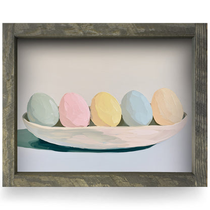 Pastel Easter Eggs | Real Wood Framed Wall Art Print