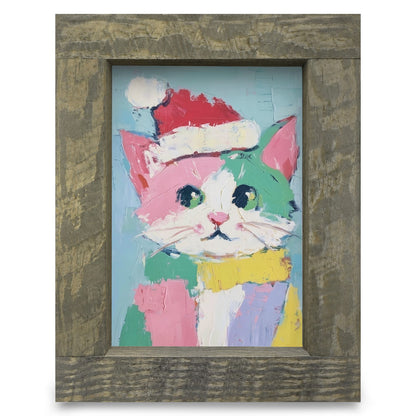The Cutest Christmas Cat | Real Wood Framed Wall Art Print