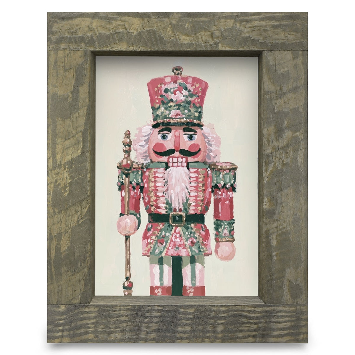 Rose Floral Nutcracker | Real Wood Framed Wall Art Print