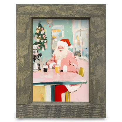 Coffee Bar Santa | Real Wood Framed Wall Art Print