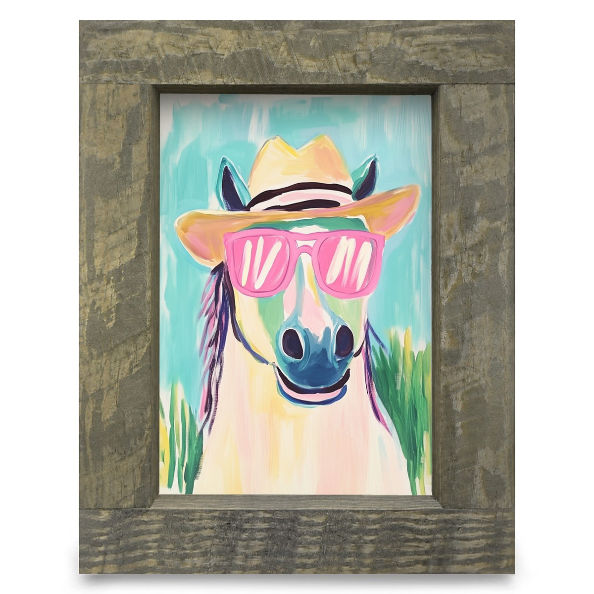 Hey Dude Horse | Real Wood Framed Wall Art Print