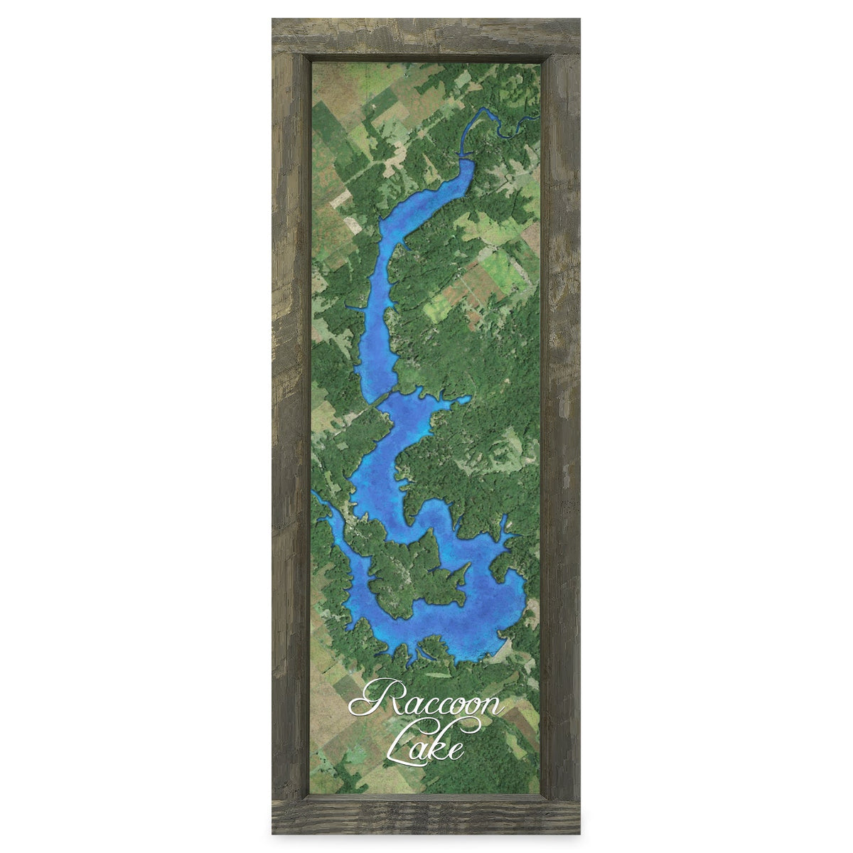 Racoon Lake, Indiana Map | Real Wood Framed Wall Art Print