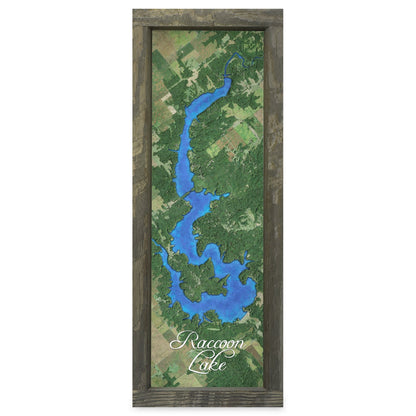 Racoon Lake, Indiana Map | Real Wood Framed Wall Art Print