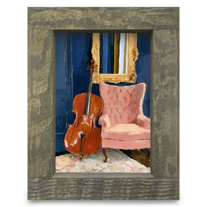 Cello and Pink Armchair | Real Wood Framed Wall Art Print