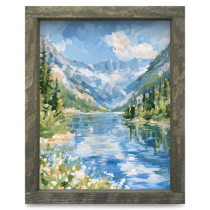 Alpine Lake Valley | Real Wood Framed Wall Art Print