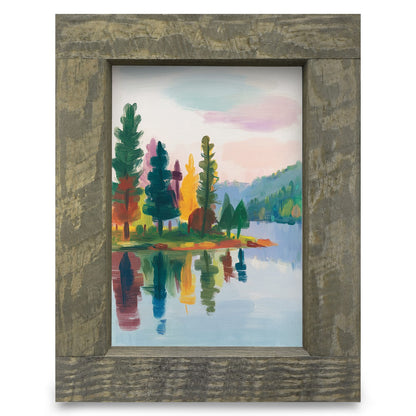 Colorful Lake Reflections | Real Wood Framed Wall Art Print