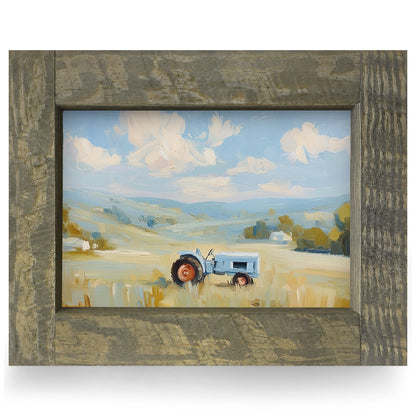 Scenic Countryside Tractor | Real Wood Framed Wall Art Print