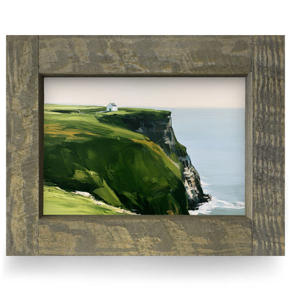 Green Sea Cliff Cottage | Real Wood Framed Wall Art Print